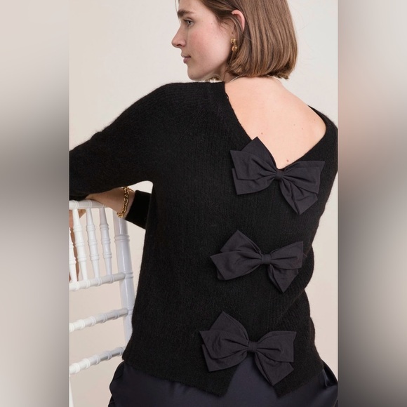 Vineyard Vines Bow Back Sweater M Tiffany Blue Wool Alpaca Coquette Balletcore - Picture 7 of 7